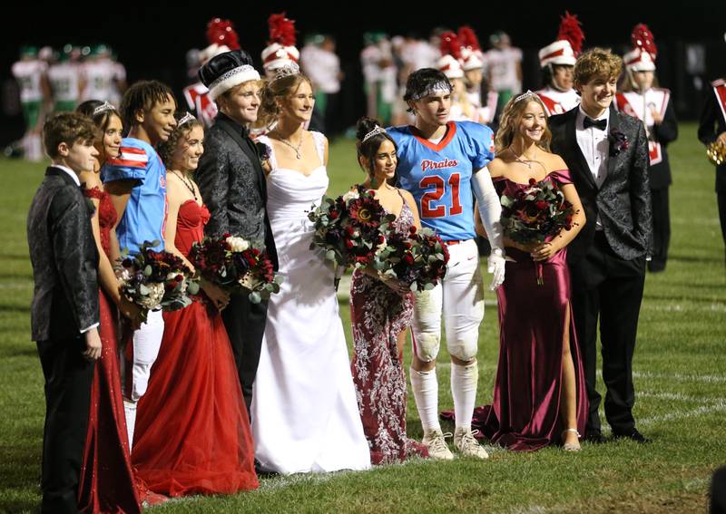 Members of the Ottawa Homecoming court are introduced at halftime of the football game on Friday, Oct. 4, 2024 at King Field.