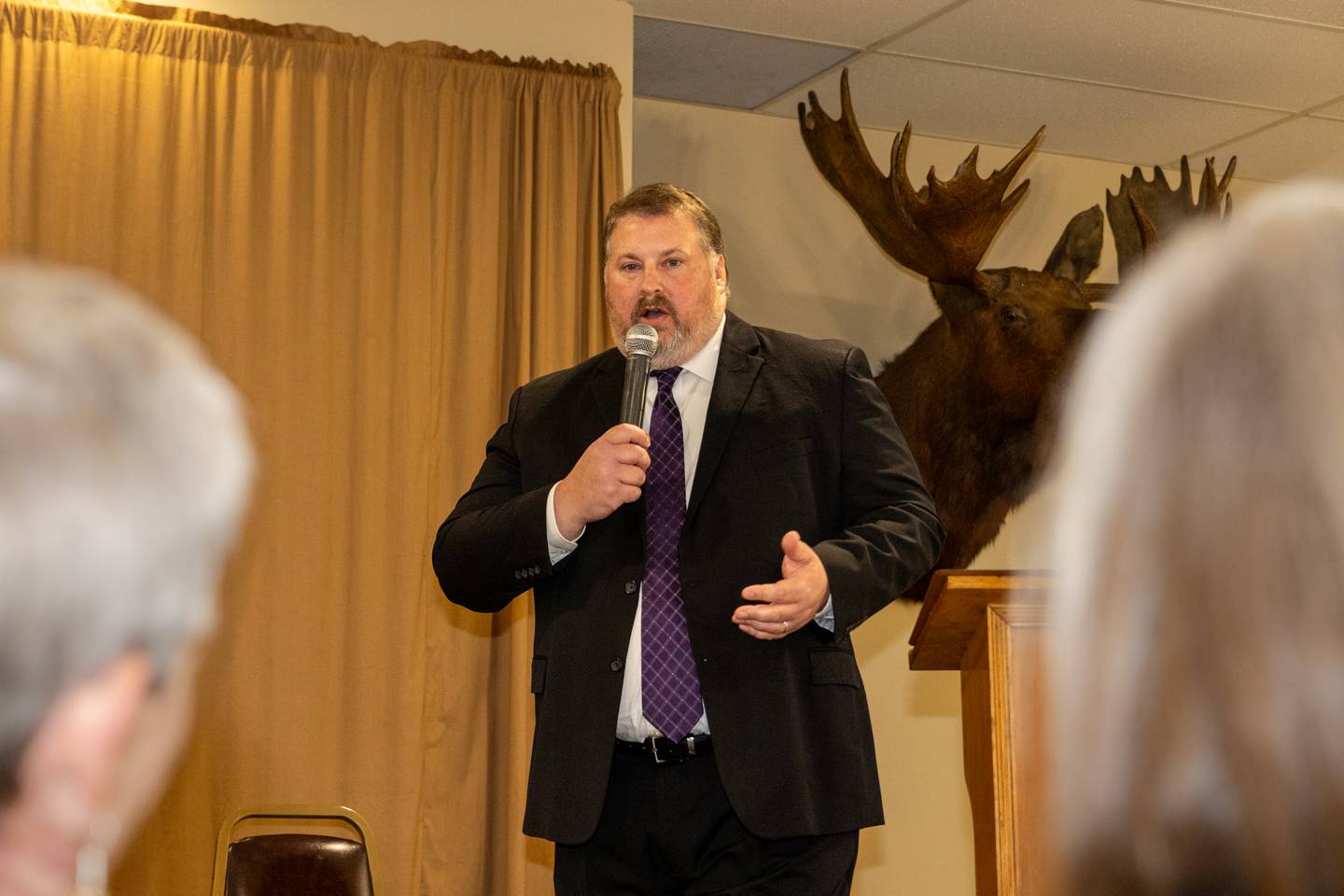 Bureau County State's Attorney Dan Anderson speaks to a crowd Wednesday, Oct. 2, 2024, during a candidates forum at Moose Lodge in Princeton. Anderson went on to receive the most votes and take the state's attorney's seat.
