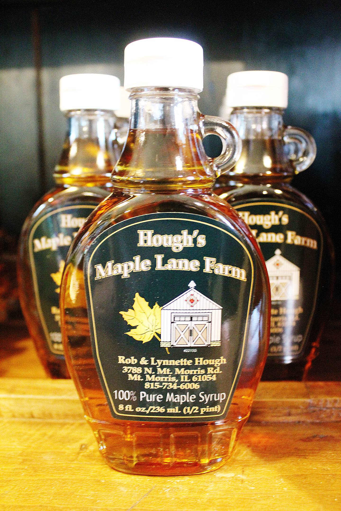 Maple syrup at Hough's Maple Lane Farm in Mount Morris is sold in 2-ounce, half-pint, pint and quart sizes. It will be part of the Ogle County Farm Stroll on Oct. 12.