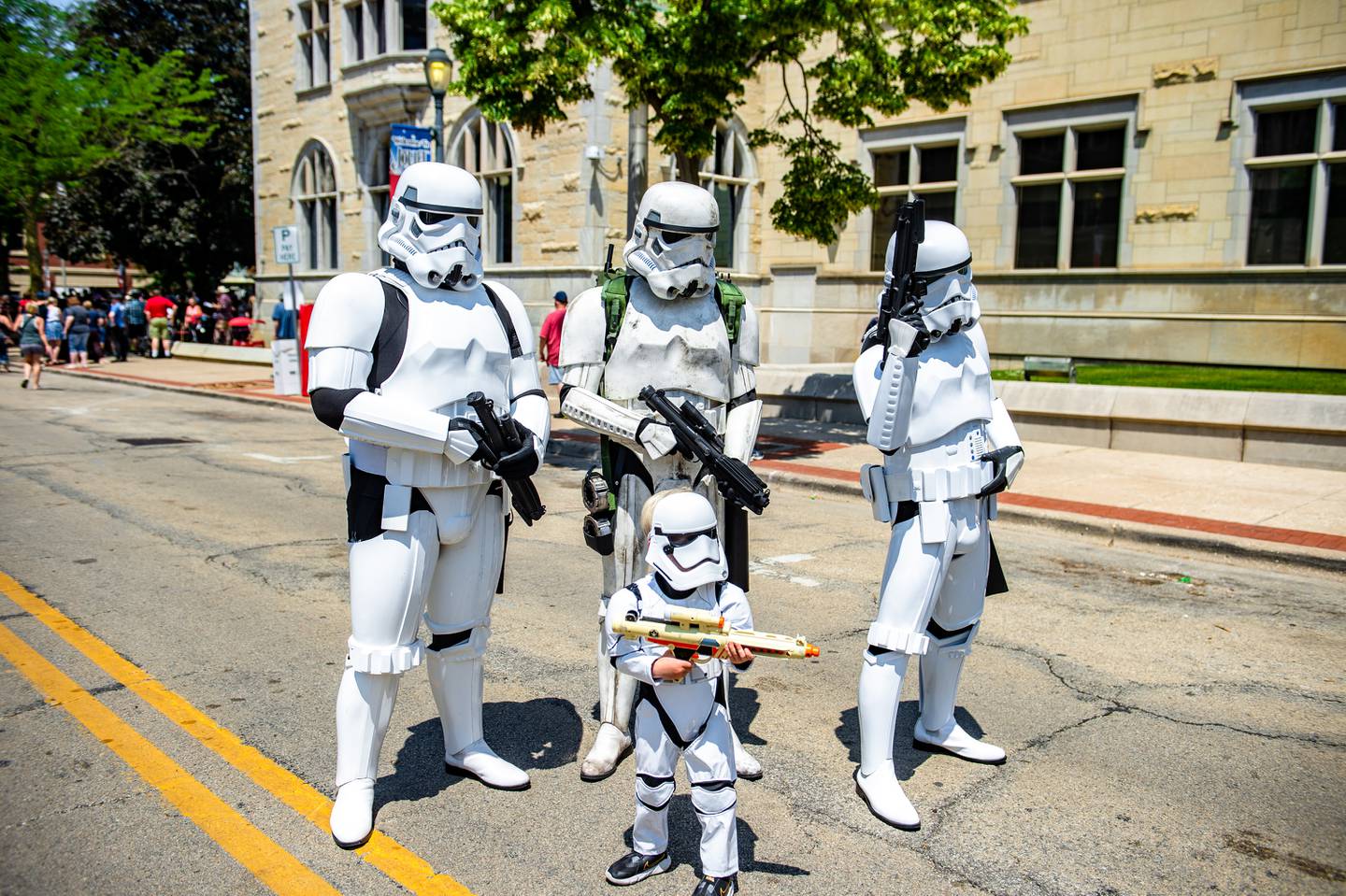 Eli Jones, 3 years old, poses with other Storm troopers on Saturday, June 3, 2023 in Joliet.