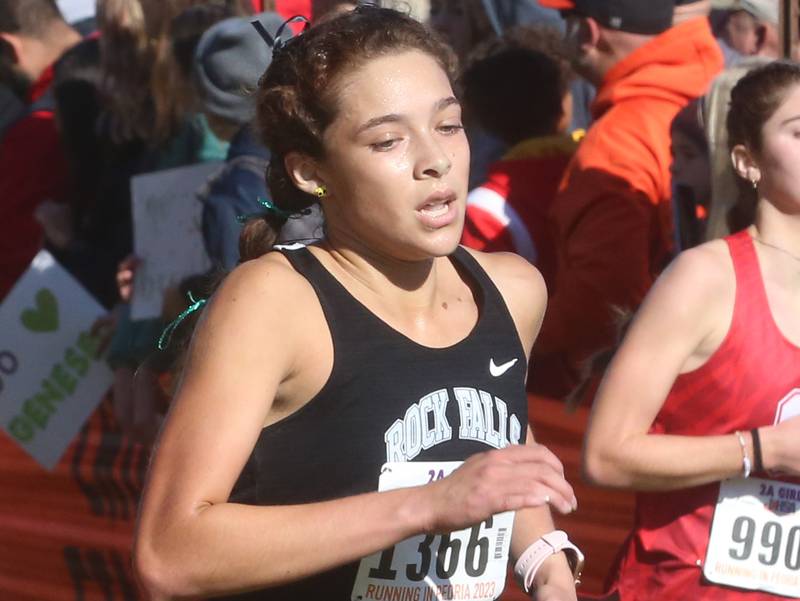 Rock Falls's Ariel Hernandez competes in the Class 2A State Cross Country race on Saturday, Nov. 4, 2023 at Detweiller Park in Peoria.