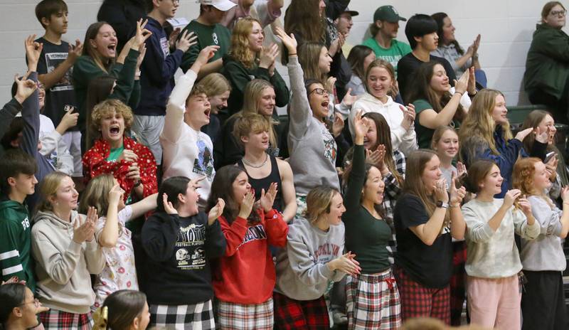 St. Bede students cheer on their team against Hall on Monday, Dec. 14, 2022 at St. Bede Academy.
