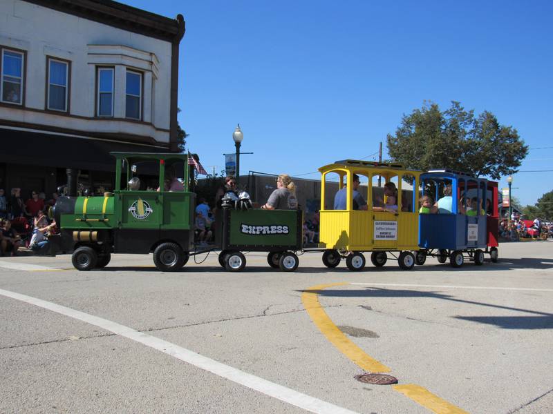 The Corn Festival Express makes its way down Liberty Street.