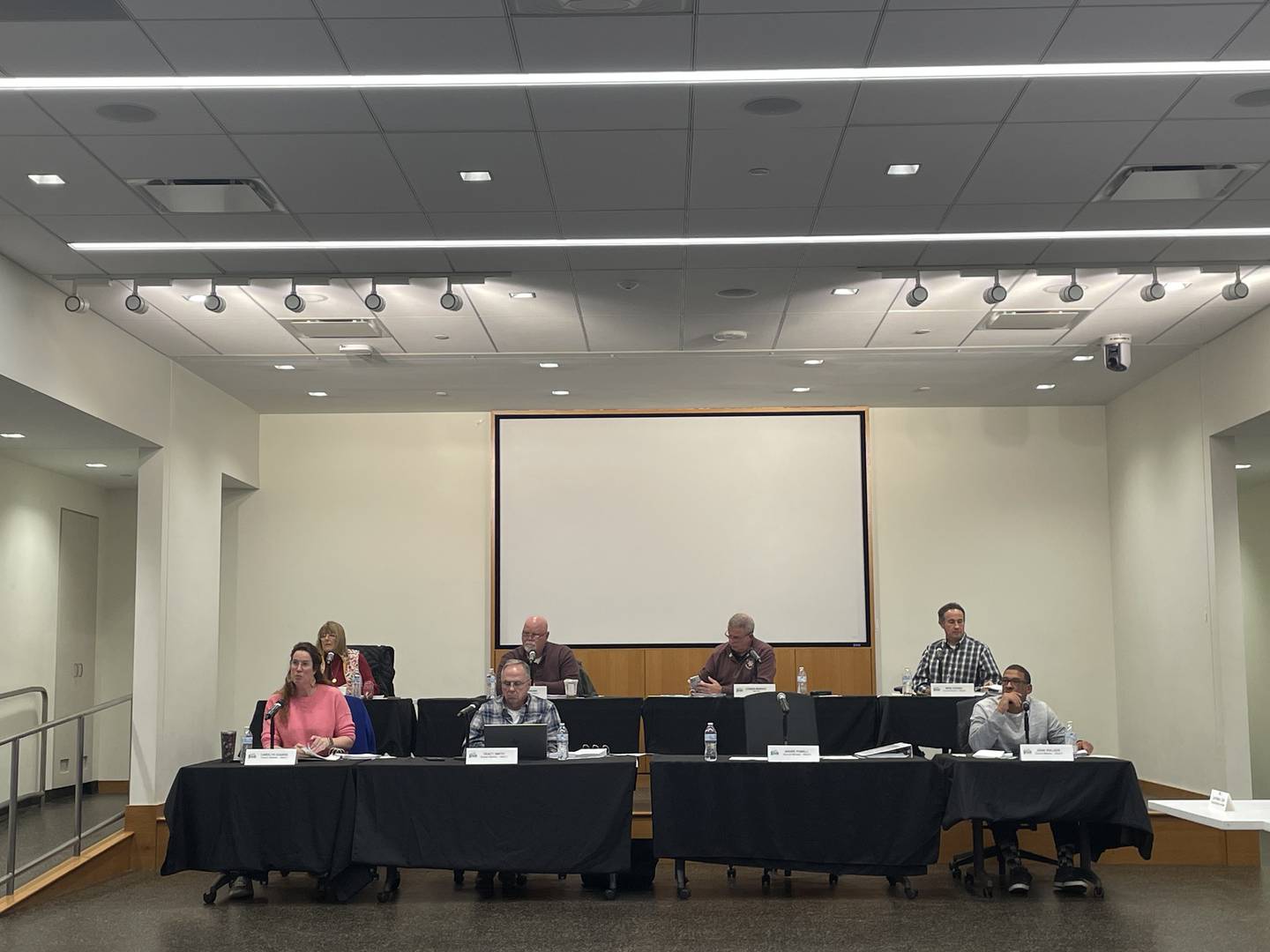 Members of the DeKalb City Council convene a Nov. 18, 2024, special joint meeting of the City Council and Finance Advisory Committee at DeKalb City Hall.