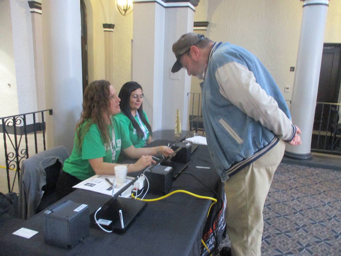 Chuck Galitz of Joliet checks out the new election equipment put on display by the Will County Clerk's Office at the Renaissance Center in Joliet on Friday, Dec. 15, 2023.