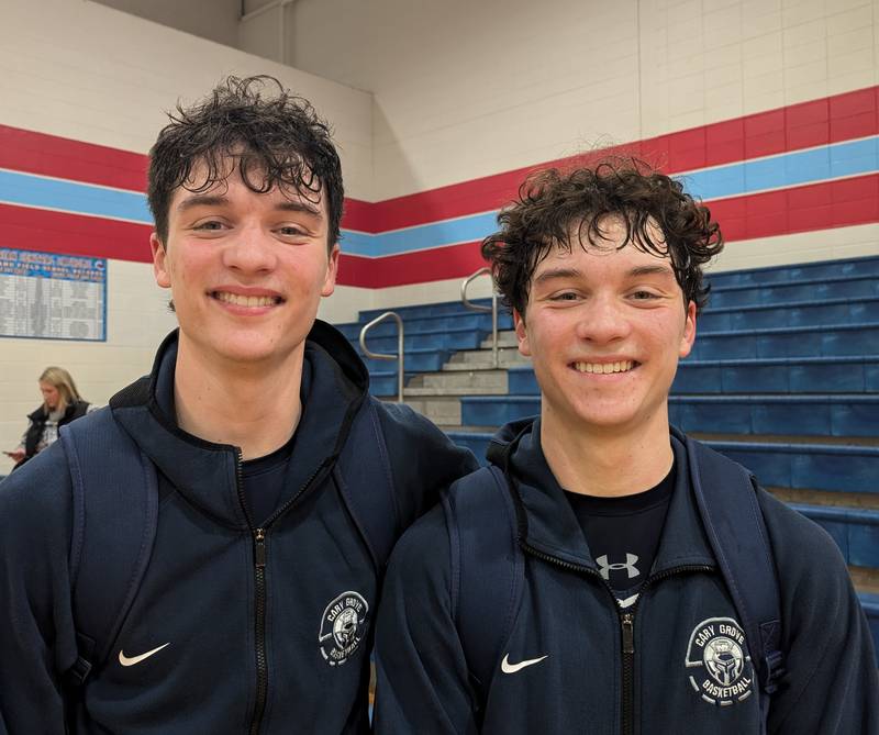 Cary-Grove twins Adam (left) and Brady Bauer combined for 35 points in the Trojans' 81-48 win over Marian Central on Saturday, Dec. 14, in Woodstock. The best may be ahead for the juniors.