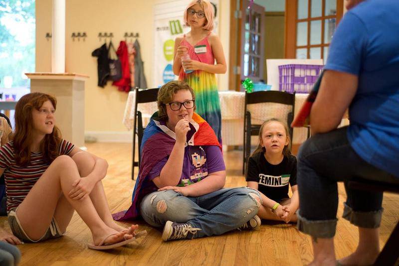 Children participate in a storytime reading during Woodstock Pride's first Kid's Pride Fest in 2018.