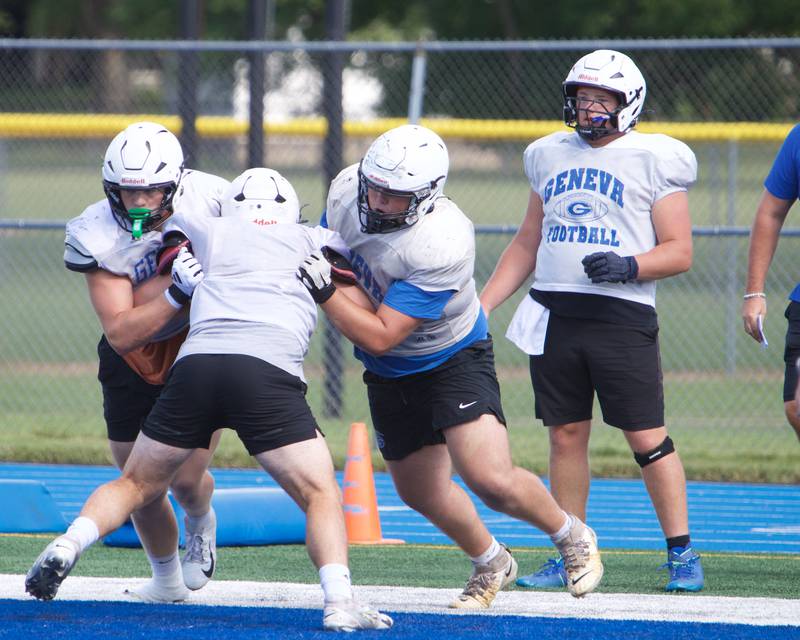 Geneva Varsity football run drills at practice on Thursday Aug.21,2025 in Geneva.