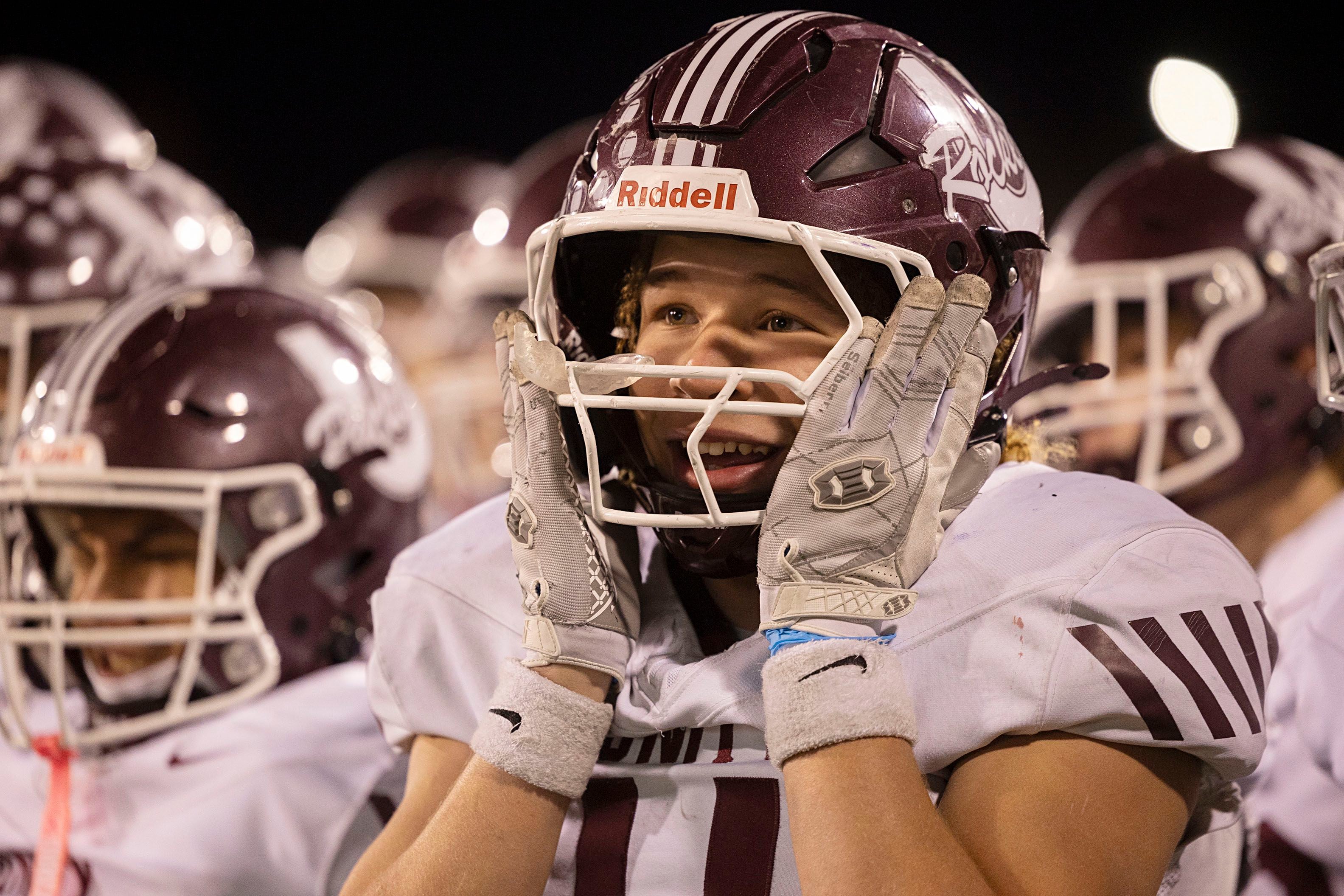 Unity players react to a late play against Byron Friday, Nov. 28, 2025, in the Class 3A football finals at Hancock Stadium at ISU.