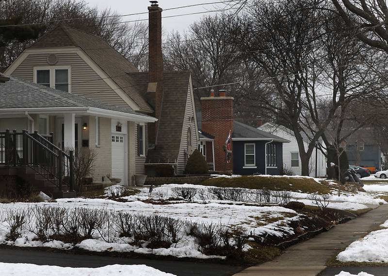 Homes in the 200 block of College Street on Tuesday, Feb. 7, 2023. Crystal Lake officials are weighing options for rules concerning Airbnb or short-term rentals after neighbors raised concerns about a house on College Street being used as an Airbnb.
