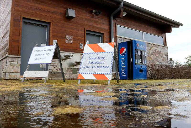 Parts of Three Oaks Recreation Area are underwater Tuesday in Crystal Lake.