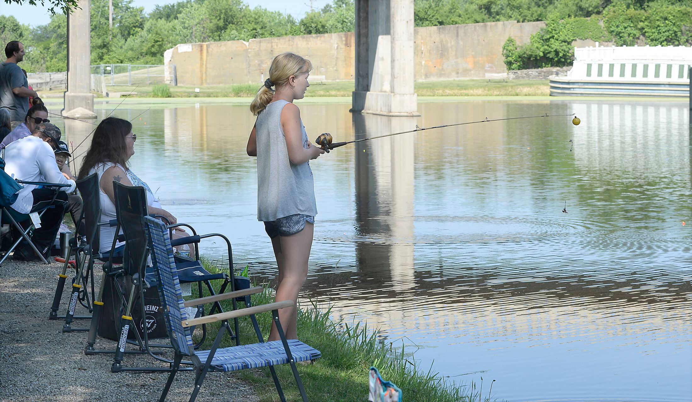 The banks were crowded on the canal at Lock 14 in La Salle with families fishing Saturday, June 3, 2023, during the 36th annual Kid's Fishing Tournament in La Salle.