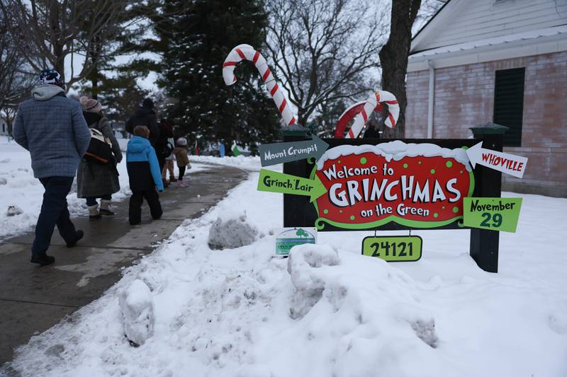 Families arrive for Plainfield’s holiday kickoff Grinchmas on the Green on Saturday, Dec. 5, 2025 in Plainfield.