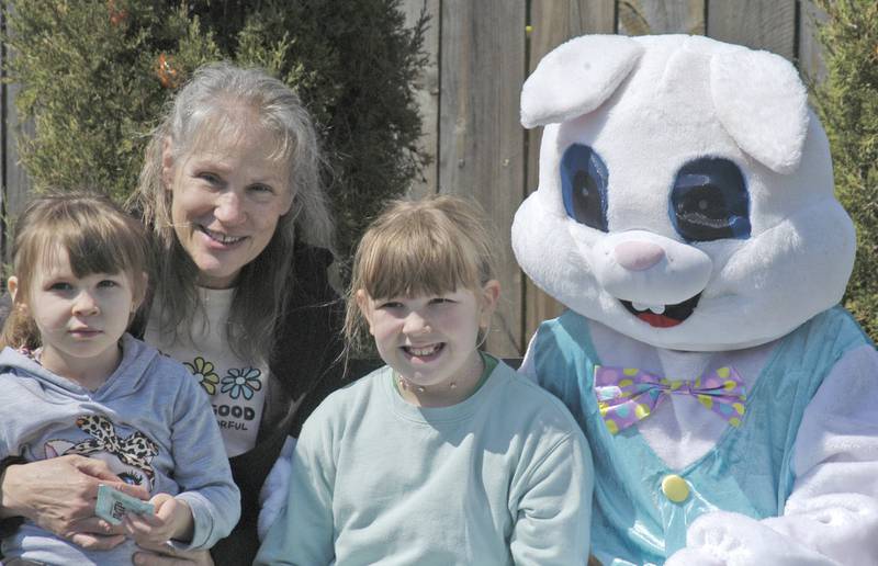 Laura Hazelwood along with Clare and Chole get their picture taken with the Easter Bunny. The Eggstravaganza Egg Hunt, sponsored by the Dixon Park District,  took place at the park facilities on Saturday, April 12, 2025.