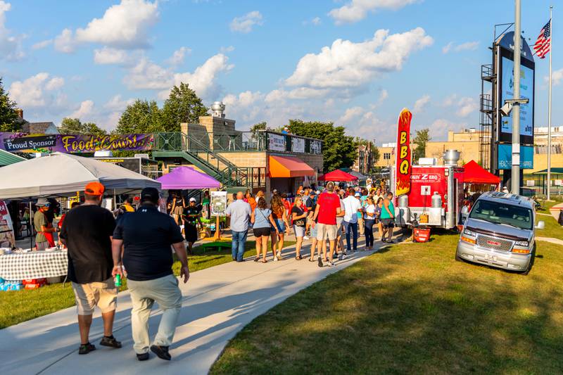 New Orleans North Festival attendees check out the food court at the Joliet Slammers Stadium on Aug. 16, 2024.