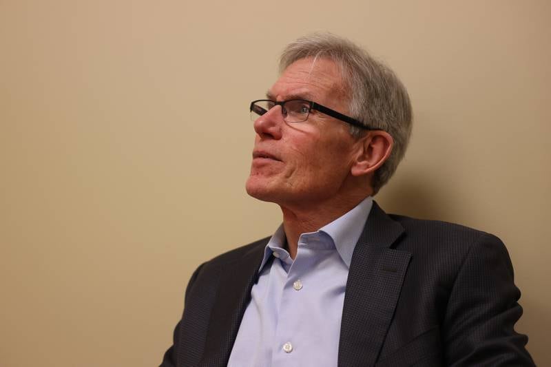 Former President and CEO of the Will county Center of Economic Development John Greuling reflects on the decades he spent as the President and CEO. Tuesday, Mar. 8, 2022, in Joliet.