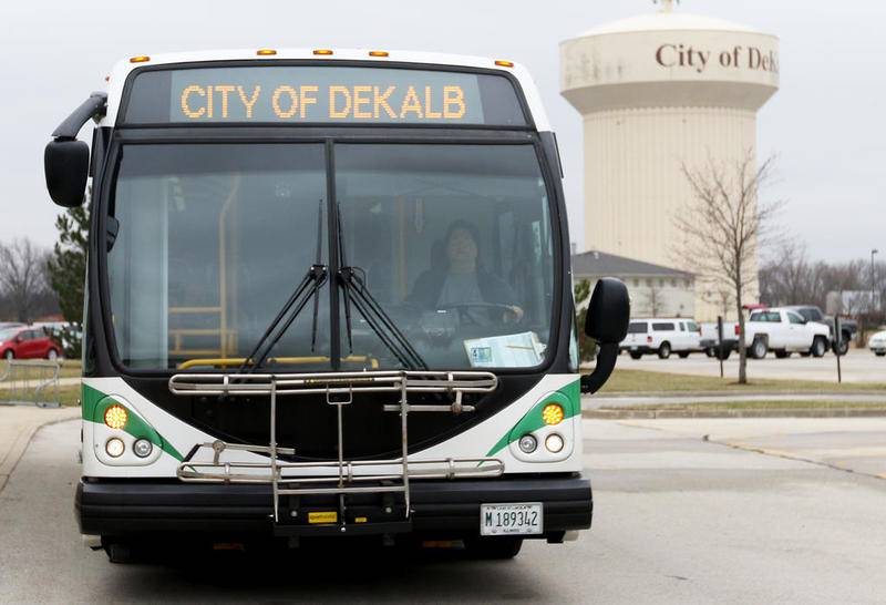 The TransVAC green line bus pulls up to a stop at the DeKalb County Health Department in this file photo.