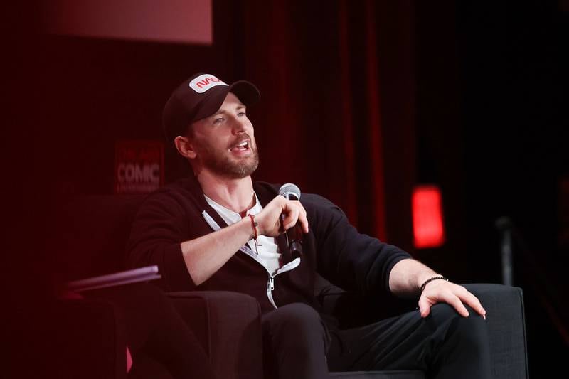 Actor Chris Evans, best known for his role as Captain America, sits down for a Q&A at C2E2 Chicago Comic & Entertainment Expo on Sunday, April 2, 2023 at McCormick Place in Chicago.