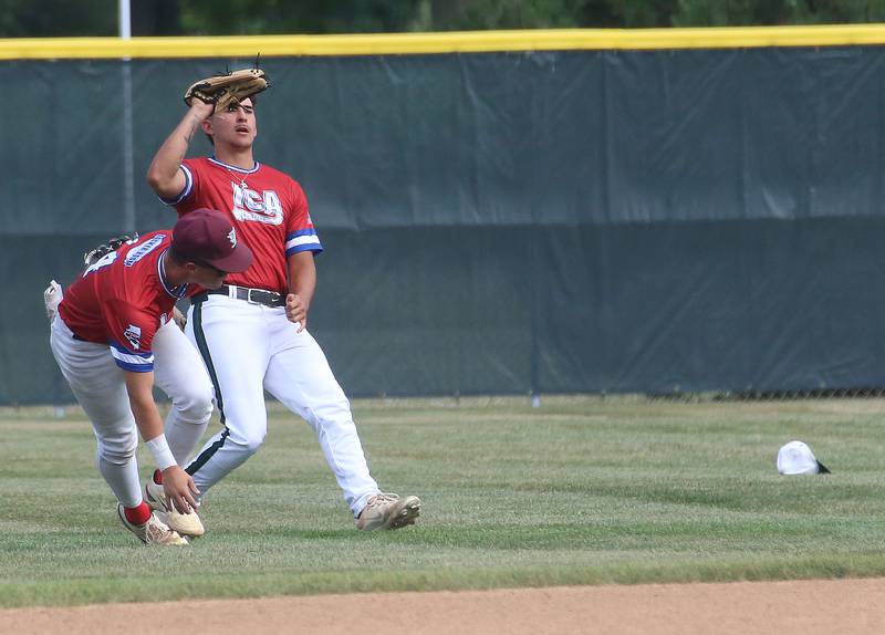 Rock Falls's Austin Casteneda makes a catch in centerfield during the ICA Senior Baseball All Star Game on Monday, June 30, 2025 at Schweickert Stadium in Peru.