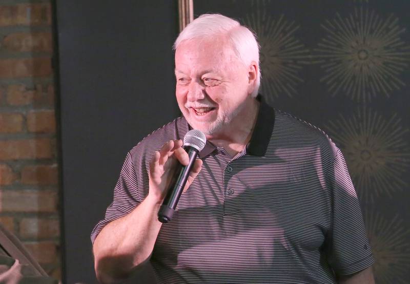 Roger Essmann, former soccer coach from Earlville, speaks during the 2025 Shaw Media Illinois Valley Sports Hall of Fame at the Auditorium Ballroom in La Salle.