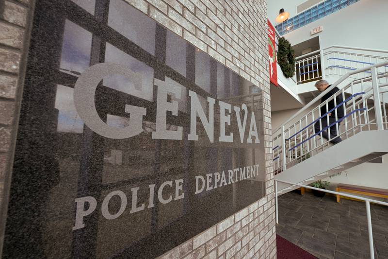 The small public entrance to the current Geneva Police Department on Friday, Jan 9, 2026 in Geneva.