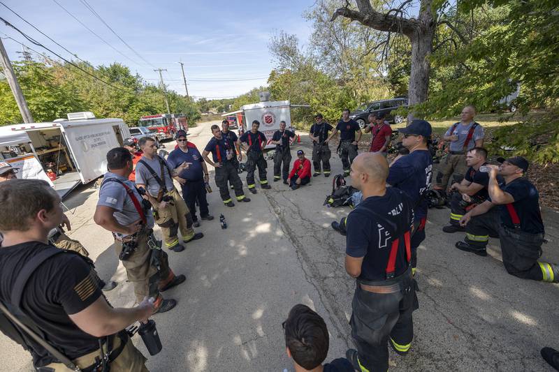 Firefighters talk about their training Tuesday, Sept. 23, 2025, in Dixon.