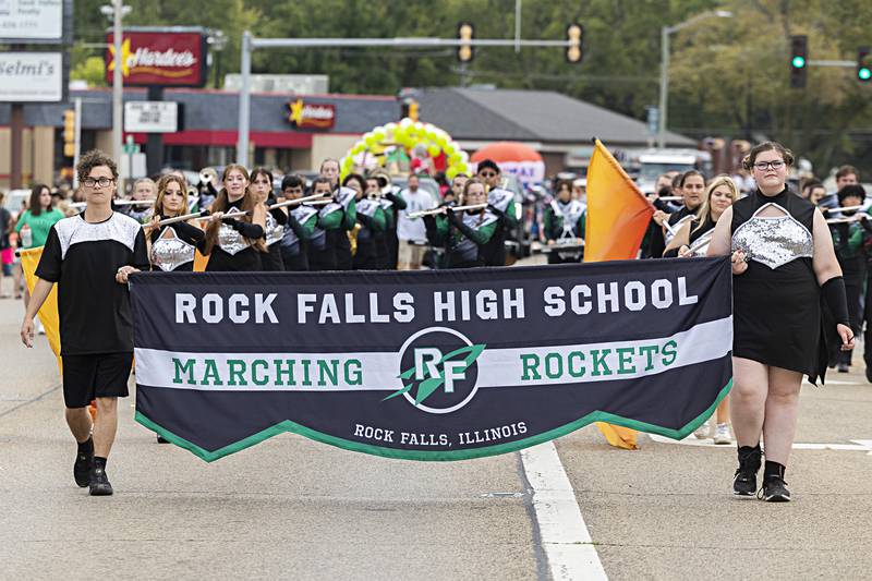 The Rock Falls marching band keeps pace Saturday, Sept. 16, 2023 during the 70th annual Fiesta Days parade.