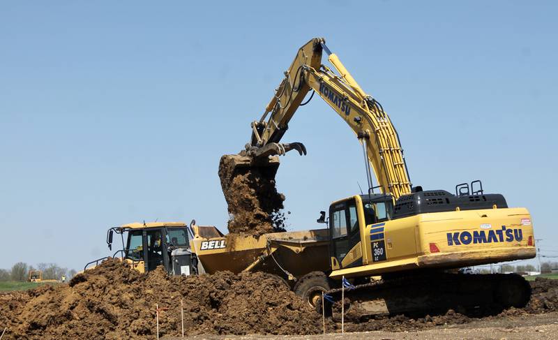 Earth moving as part of the Gateway Project as seen from Bloody Gulch Road in Dixon on April 18, 2023.