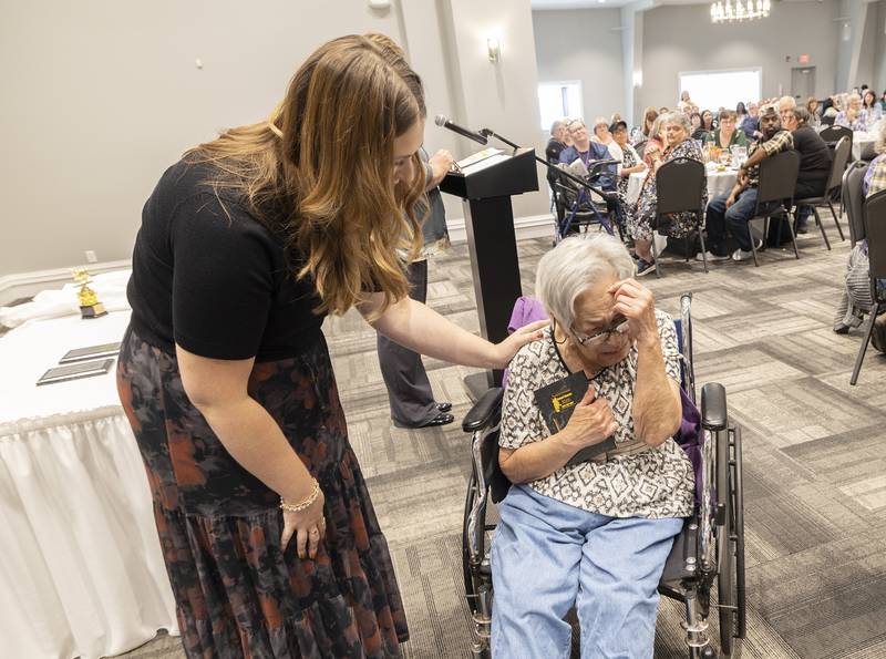 Self Help client Mary Rivera showed tears of joy for receiving the Perseverance  Award Thursday, Oct. 16, 2025, during the annual Self Help Awards.