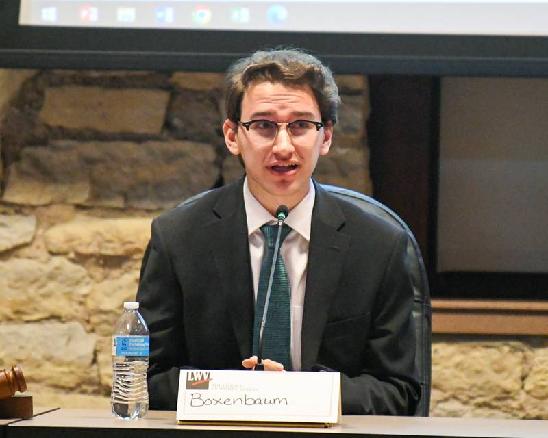 Arad Boxenbaum provides answers to questions that were asked by community members during a forum held on Thursday Feb. 24, 2024, at Batavia’s City Hall.