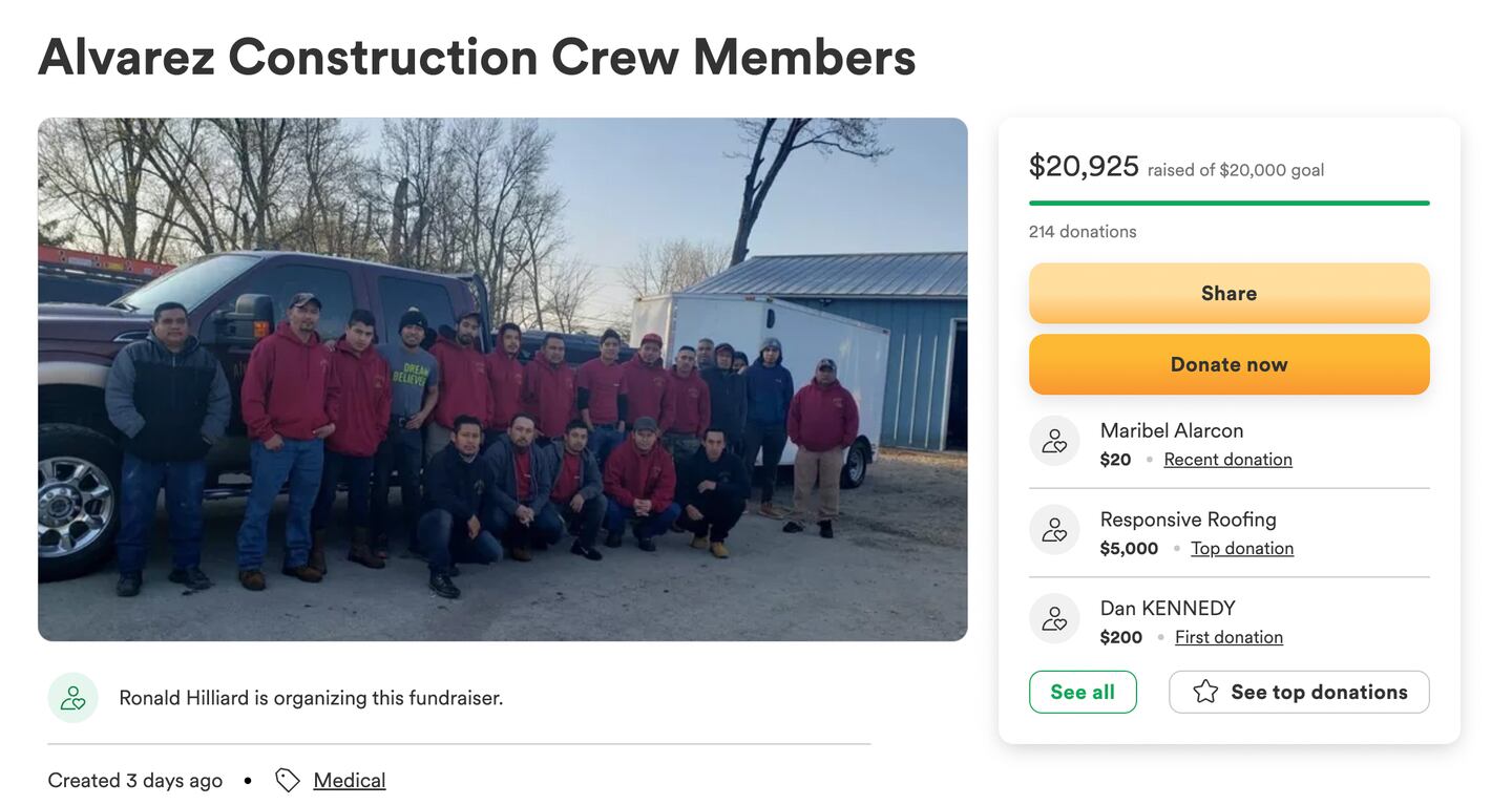 The victims who were killed and injured in Monday’s double fatal three-vehicle crash near Genoa were on their way to work, said their colleague, owner of a DeKalb roofing company who’s helping raise more than $20,000 for the victims’ families. (Photo provided by Jennifer and Ron Hilliard's GoFundMe fundraiser to organize aid for the victims' families)