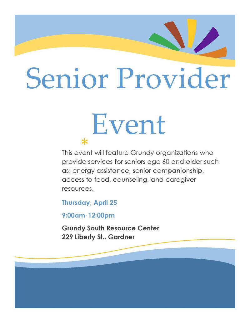 The flyer for the senior provider event in Gardner on Thursday.