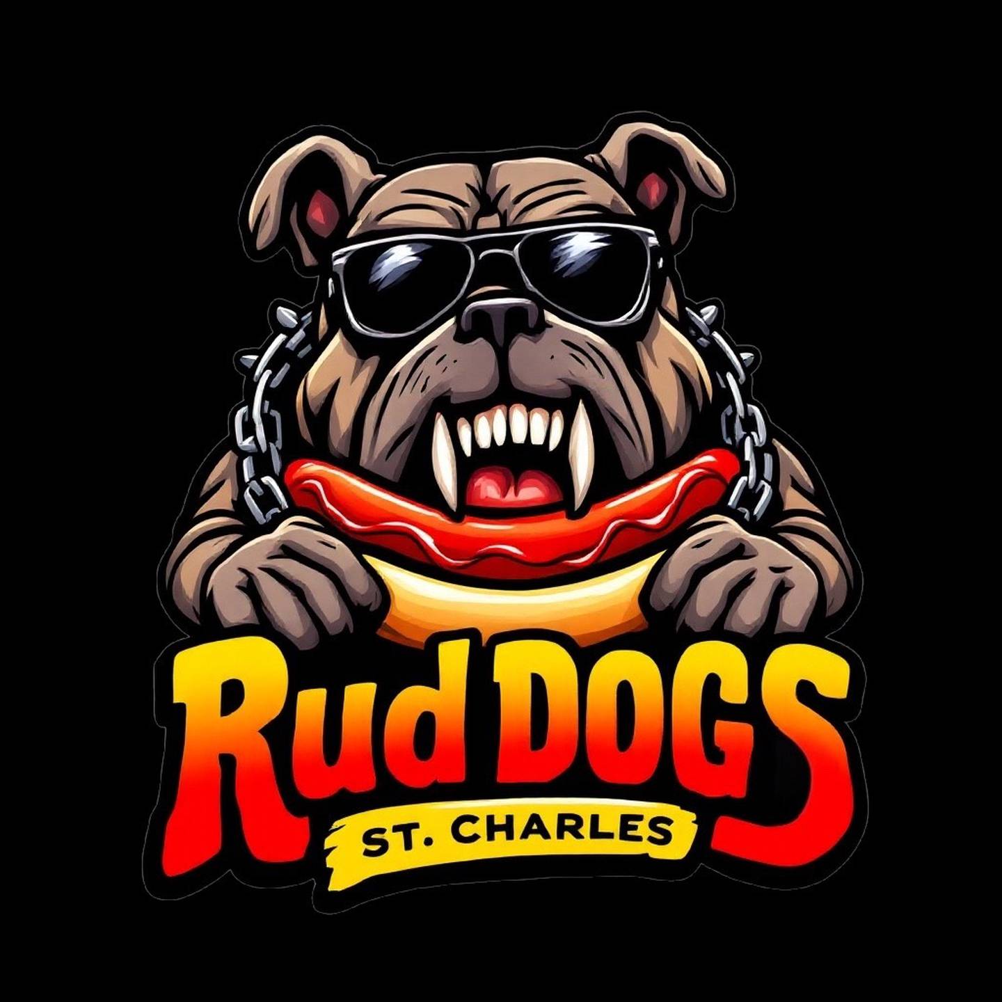Tentative design of the Rud Dogs logo, a late-night hot dog restaurant planned in downtown St. Charles.