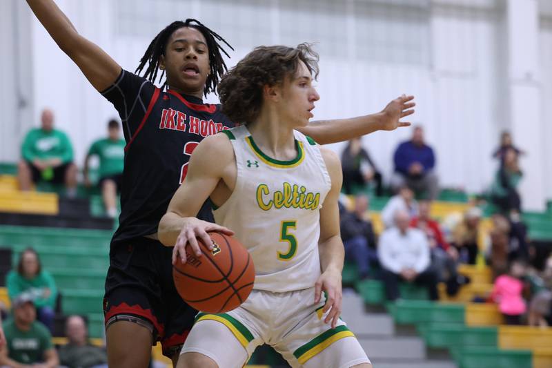 Providence’s Cooper Eggert looks for a play against Eisenhower on Wednesday 1st, 2023.