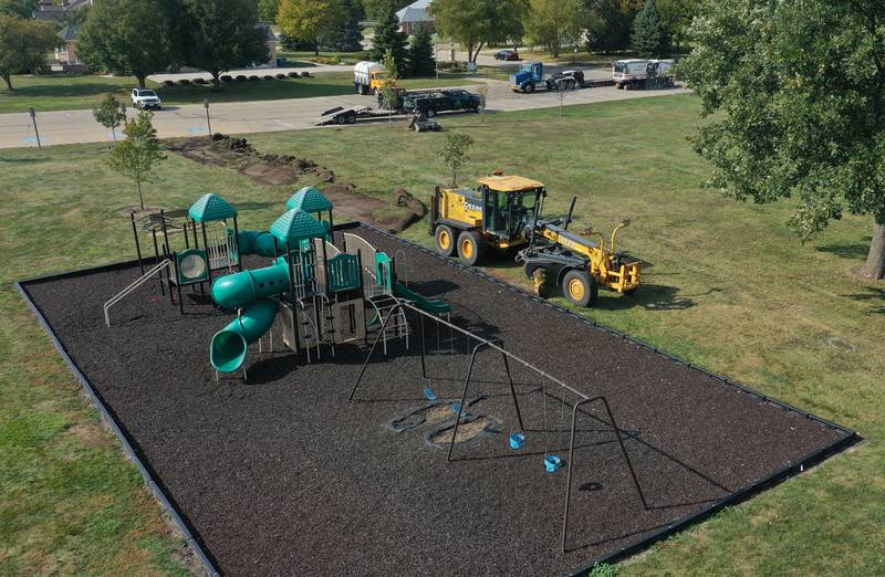 A road grader begins to make a new pathway to the playground at Baker Lake in Peru. Crews are replacing the old walking path with a new one. The Peru City Council approved of the project last month. Gillan Construction out of Cherry was the winning bid to do the project for just under $300,000. The city will use a credit from Mertel Gravel of about $200,000 to pay for materials.

The resurfacing work will include a 10-foot wide concrete path with secondary concrete paths also added, connecting with the new parking lot near Lighted Way and connecting with the parking lot, playground, and shelter on the west side of Baker Lake. The park is closed to the public until early December.
