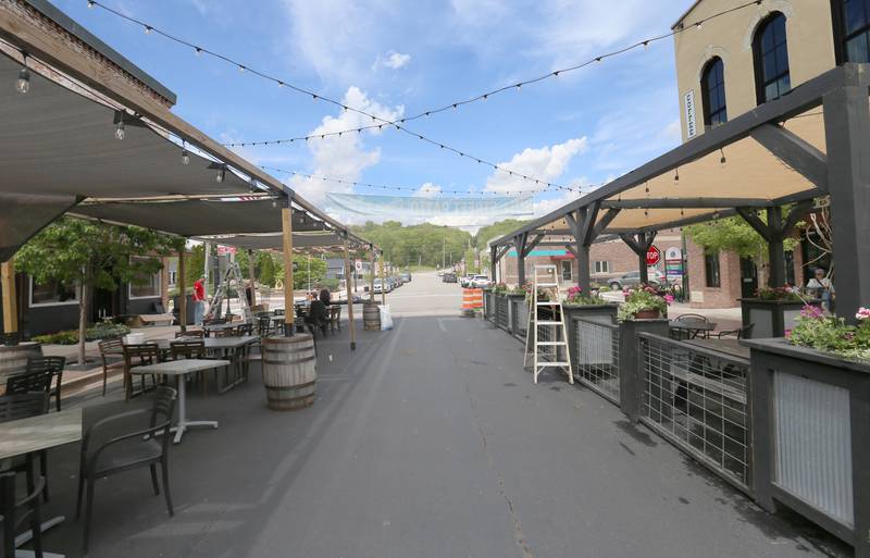 A view of Mill Street dining on Friday, May 8, 2026 downtown Utica. The road will be closed to traffic until late October.