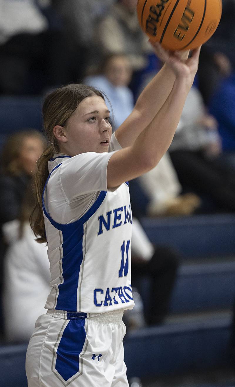 Newman’s Elaina Allen puts up a shot against Princeton Thursday, Jan. 15, 2026.