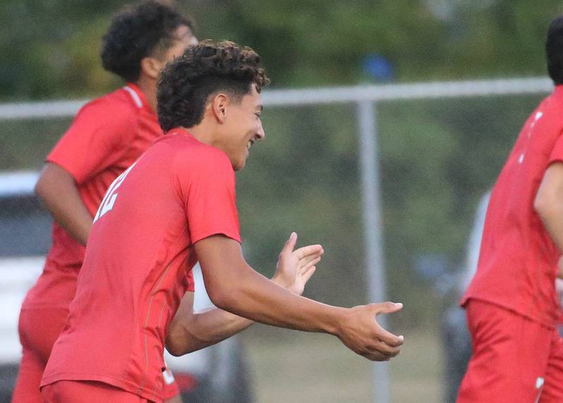 L-P's Adan Pantoja reacts after scoring a goal against Ottawa on Monday, Oct. 6, 2025 at the L-P Athletic Complex in La Salle.