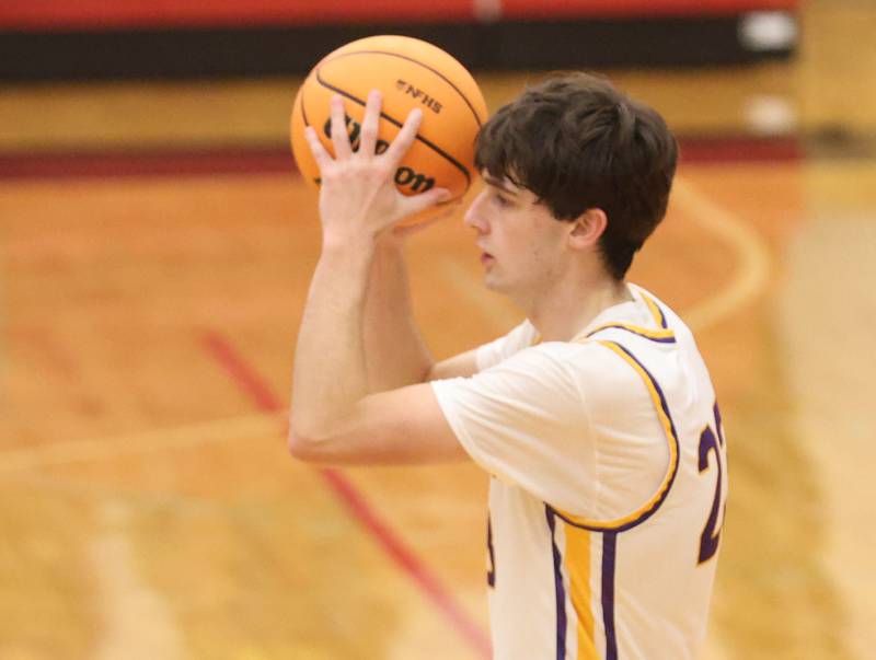 Mendota's Dane Doyle looks to pass the ball during the Colmone Classic on Friday, Dec. 12, 2025 at Hall High School.