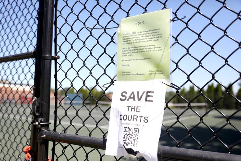 The tennis courts at 53rd Street and South Catherine in La Grange were closed suddenly July 1 after an intergovernmental agreement between the Park District of La Grange and School District 105 was terminated.