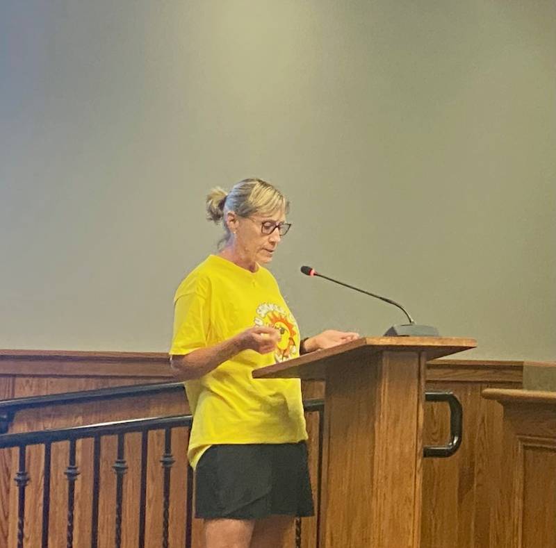 St. Bede Academy Head Tennis Coach Jill Urban-Bollis spoke during public comment Monday to ask the committee to consider the impact painting the tennis courts with pickleball lines would have on the local tennis community.