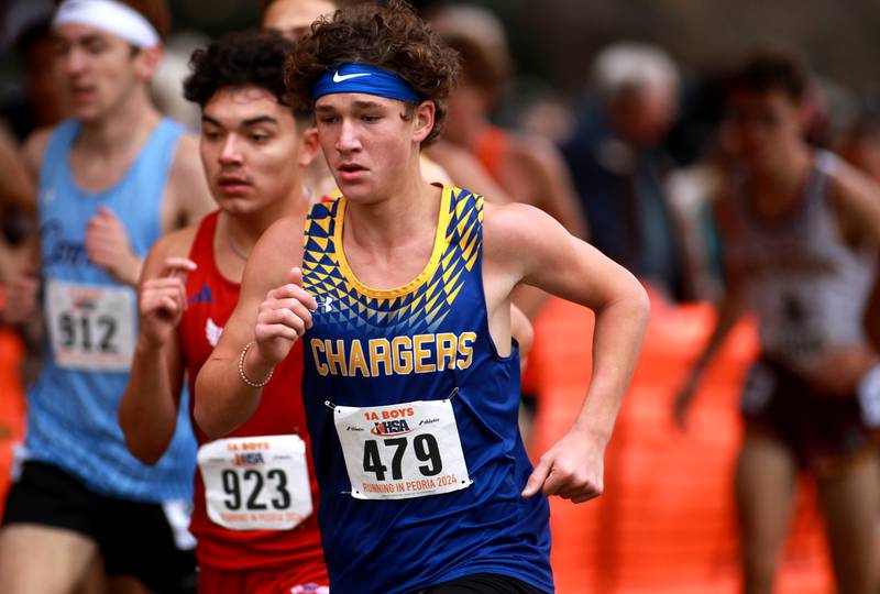 Aurora Central Catholic's John Reinbold competes in the Class 1A State Cross Country Championships on Saturday, Nov. 9, 2024 at Detweiller Park in Peoria.