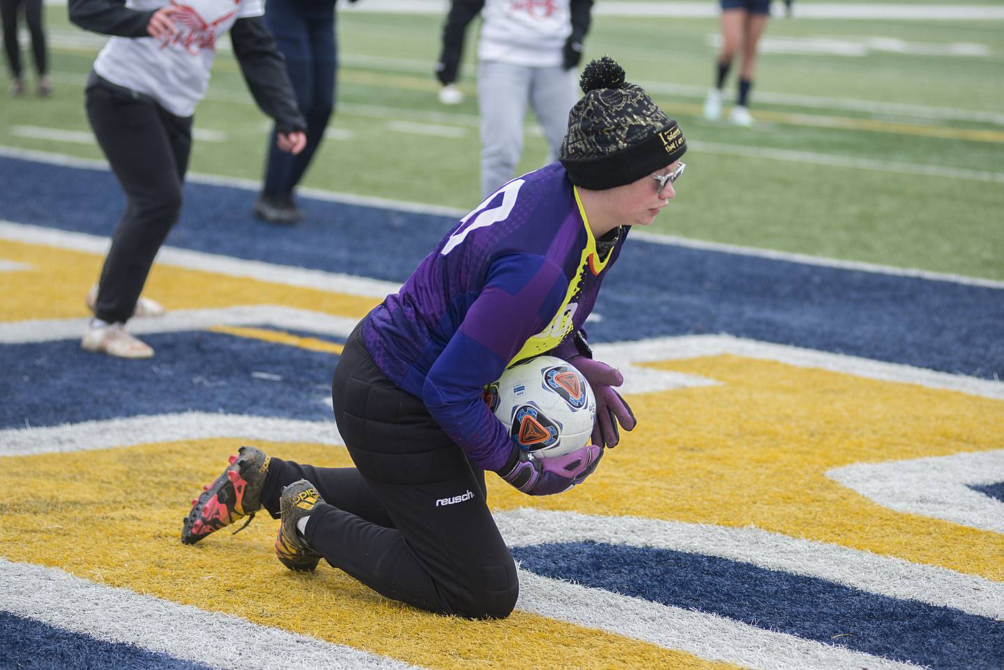 Oregon goalkeeper Riley Crichton makes a save against Sterling, Saturday, March 26, 2022.