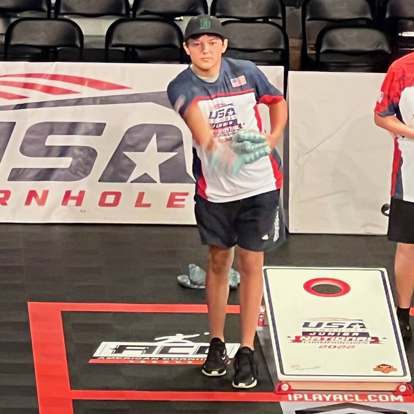 Tyler Cox at the National Junior Cornhole Championship in August.