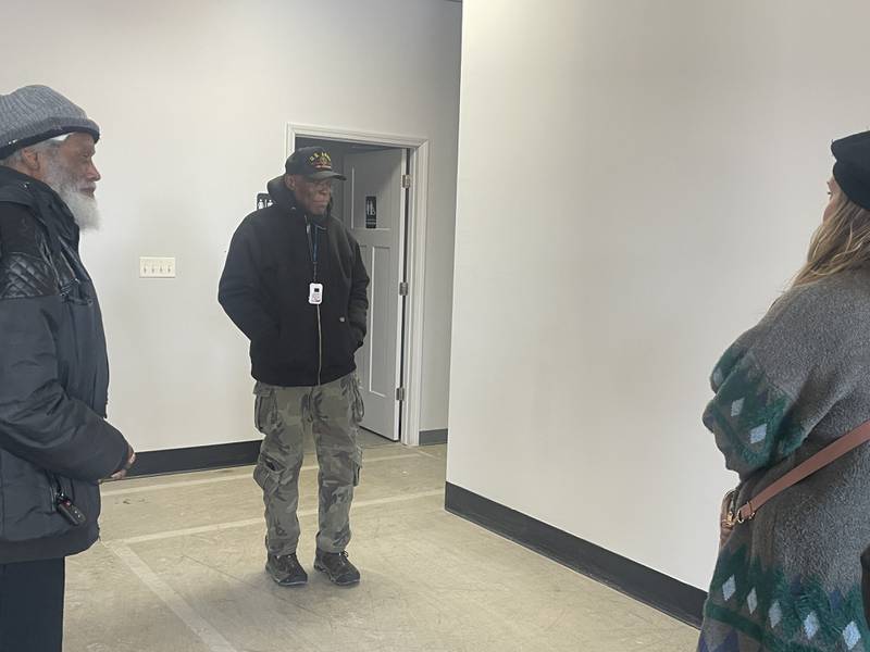 RTW Veteran Center co-founder Daniel "Doc" Habeel leads a building tour Wednesday, Jan. 28, 2026, during a soft opening for the RTW Veteran Center in DeKalb.