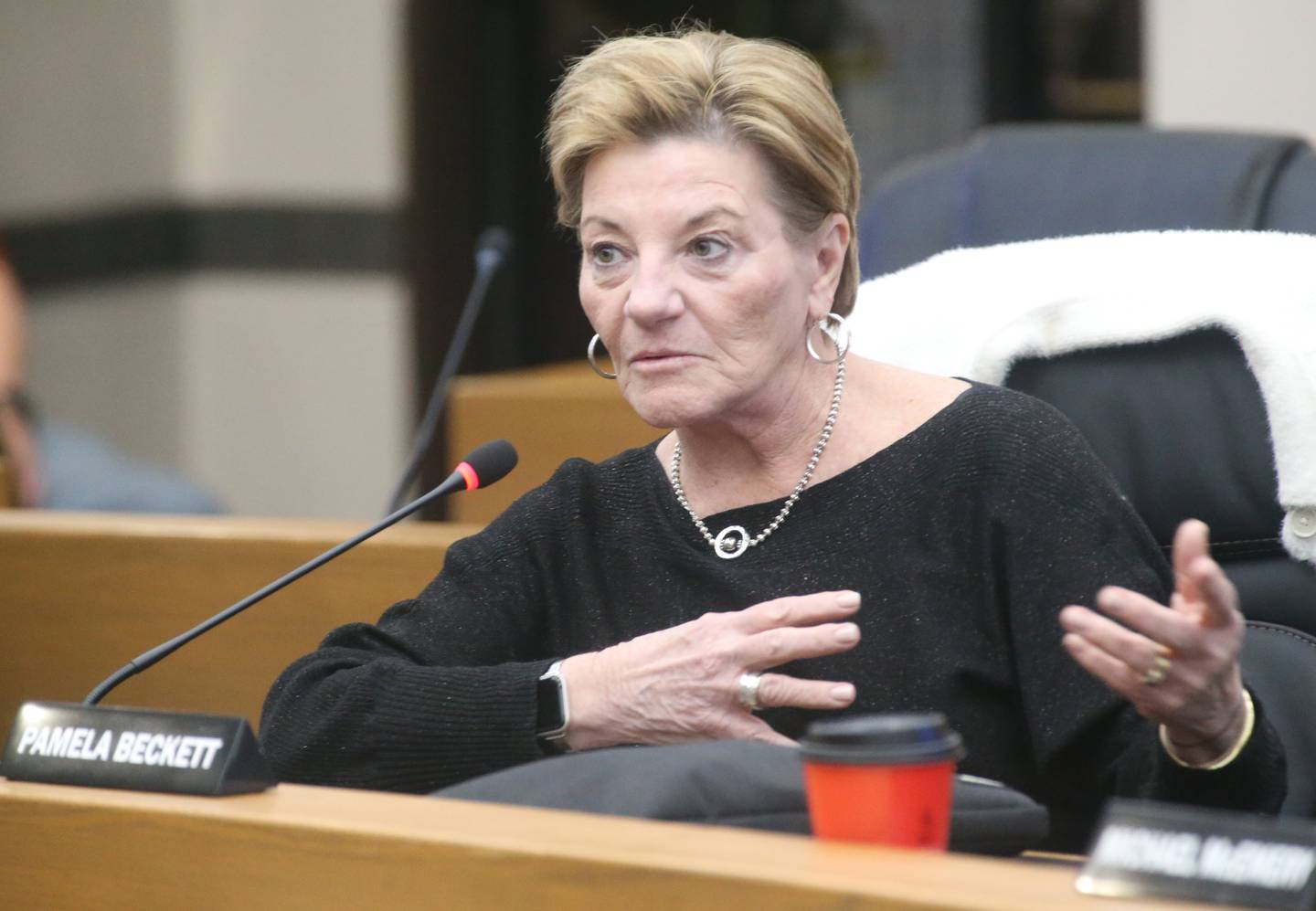 La Salle County Board member Pam Beckett comments on a resolution to declare La Salle County as a Non-Sanctuary County for the current flow of asylum seekers (immigrants) caused by the current border enforcement policies on Thursday, Jan. 11, 2023 at the La Salle County Government Complex in Ottawa.