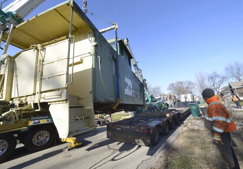 The BN 11408 caboose apparently built in 1954 was located at Historical Museum at 300-398 South Vermillion Street in Streator was removed and transported to Wenona by Senica Towing Wednesday.