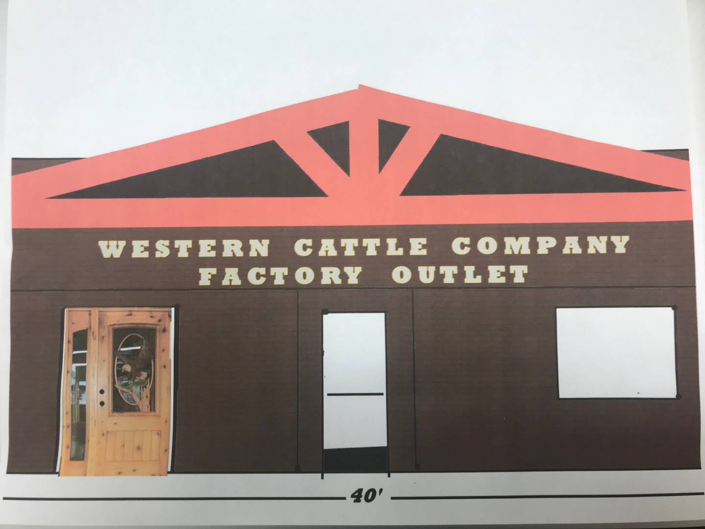 A rendering of facade improvements to 130 Mill St. in Utica (the former Mill Street Market), once it becomes Thursday, the Western Cattle Company Factory Outlet.