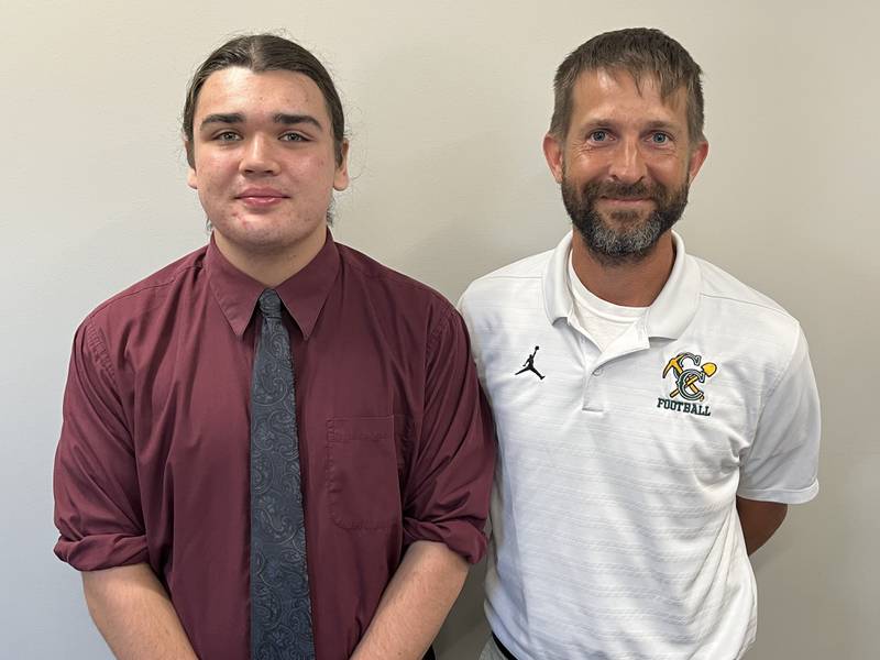 Jacob Cimino, an incoming senior at Coal City High School, was recognized July 9 by his Principal Art Stafford [right] and the Coal City Community Unit School District #1 Board of Education on achieving a perfect score of 36 on the ACT exam. The percentage of students to achieve such an academic accomplishment is just 0.01 to 0.02 percent.