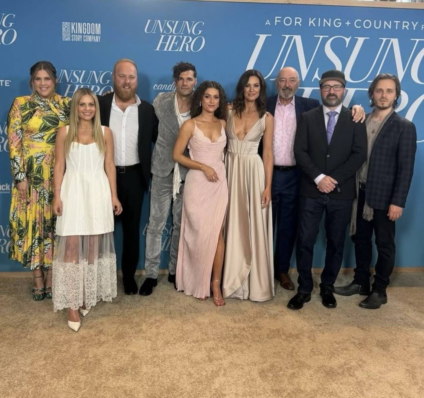 The cast of the film at the Nashville Premiere of Unsung Hero.